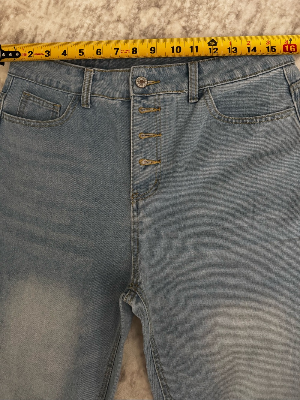 Light Wash High Rise Button-Fly Jeans - Picture 5 of 7